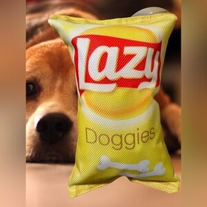 Spot Fun Food Lazy Dog chips 9” stuffed toy yellow colorful crinkle new